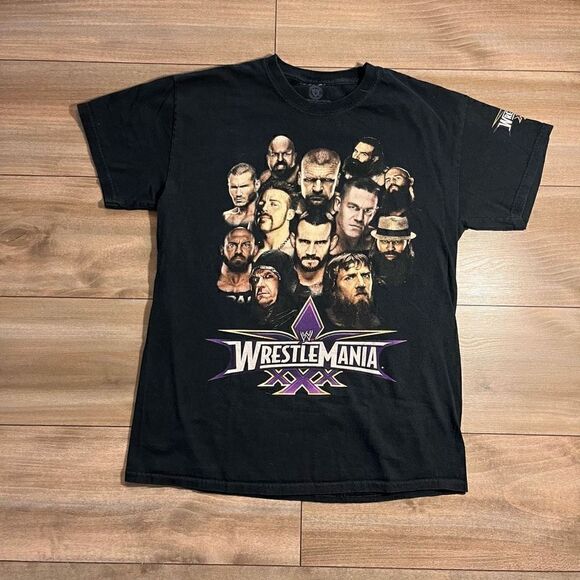 ‎WWE Wrestle Mania Black Athletic Casual Shirts Men Medium Bin L-51 - Picture 1 of 4